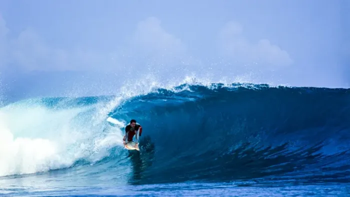 Framed Print : Surfing on Pulau Panaitan