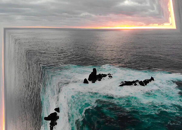 Surreal ocean view from aerial view bending the seascape creating stunning effect