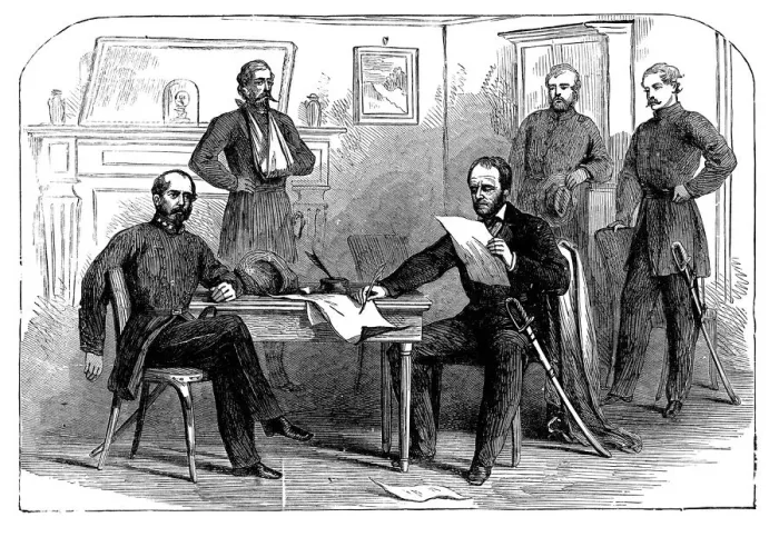 Framed Print : Surrender of Joseph Eggleston Johnston to General Sherman Framed Print : Surrender of Joseph Eggleston Johnston to General Sherman