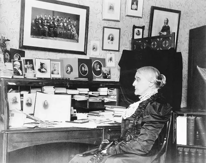 Framed Print : Susan B. Anthony Seated at Desk Framed Print : Susan B. Anthony Seated at Desk