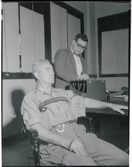 Framed Print : Suspect During Lie Detector Testing Framed Print : Suspect During Lie Detector Testing