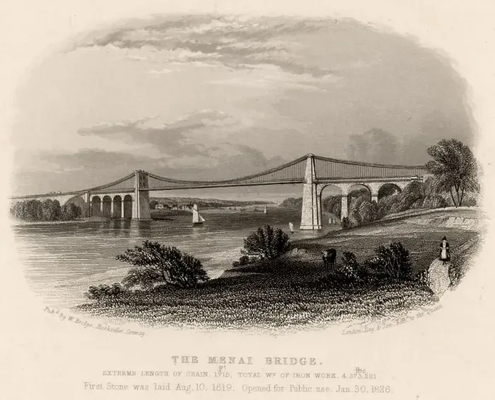 Framed Print : Suspension bridge over the Menai Straits, Wales, UK Framed Print : Suspension bridge over the Menai Straits, Wales, UK