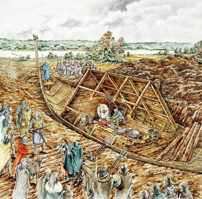 Framed Print : Sutton Hoo ship burial, 7th century, (1990-2010) Framed Print : Sutton Hoo ship burial, 7th century, (1990-2010)