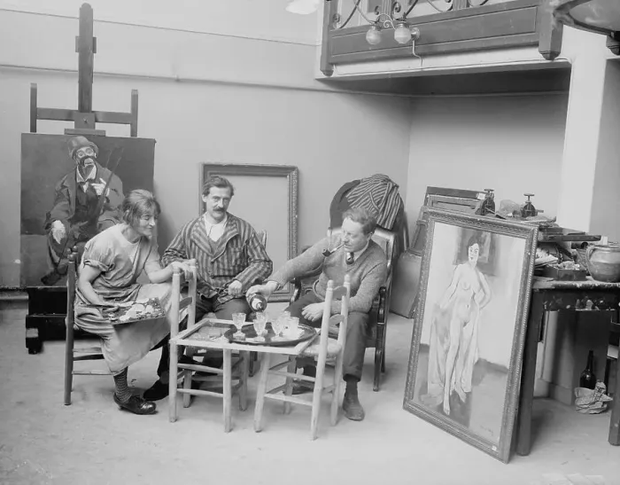 Framed Print : Suzanne Valadon Sharing a Drink With Colleagues Framed Print : Suzanne Valadon Sharing a Drink With Colleagues