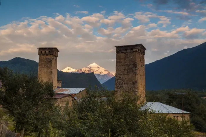 Framed Print : Svan towers in the town of Mestia. Georgia Framed Print : Svan towers in the town of Mestia. Georgia