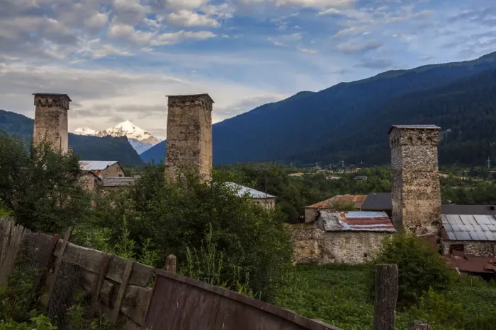 Framed Print : Svan towers in the town of Mestia. Georgia Framed Print : Svan towers in the town of Mestia. Georgia
