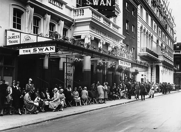 The Swan. 1930: People queuing for a performance of The Swan by Ference Molnar
