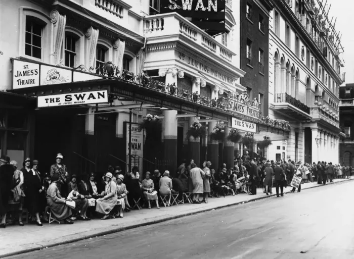 Framed Print : The Swan. 1930: People queuing for a performance of The Swan by Ference Molnar Framed Print : The Swan. 1930: People queuing for a performance of The Swan by Ference Molnar