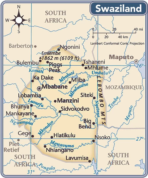 Swaziland country map