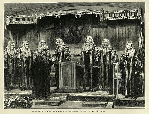 Swearing in of Roundell Palmer as Lord High Chancellor of Great Britain, Westminster Hall, Victorian, 1870s 19th Century