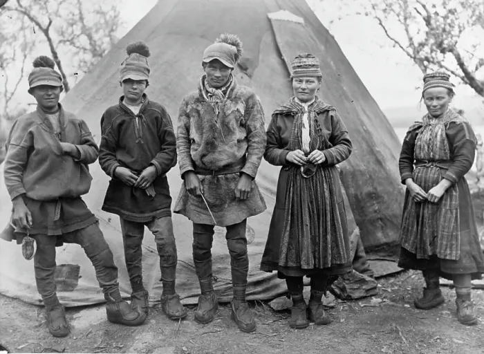 Framed Print : SWEDEN. A group of peasants with a tent pose in Sweden Framed Print : SWEDEN. A group of peasants with a tent pose in Sweden