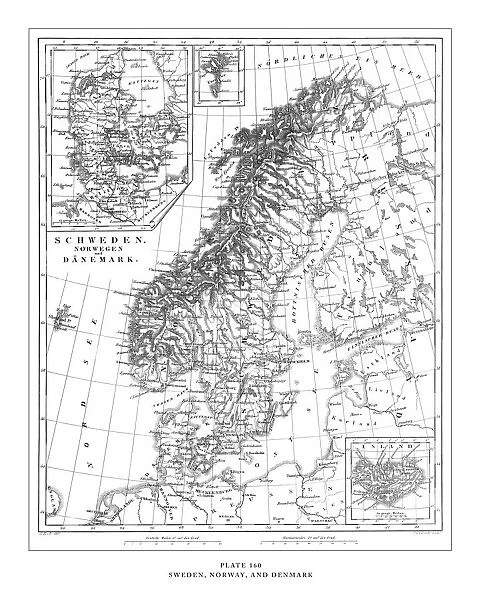 Sweden, Norway and Denmark Engraving Antique Illustration, Published 1851