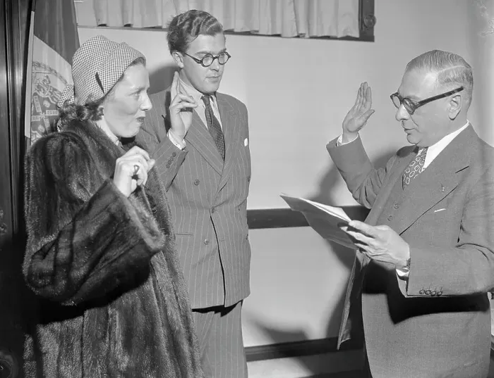 Framed Print : Swedish Fiancees Taking Oath Framed Print : Swedish Fiancees Taking Oath
