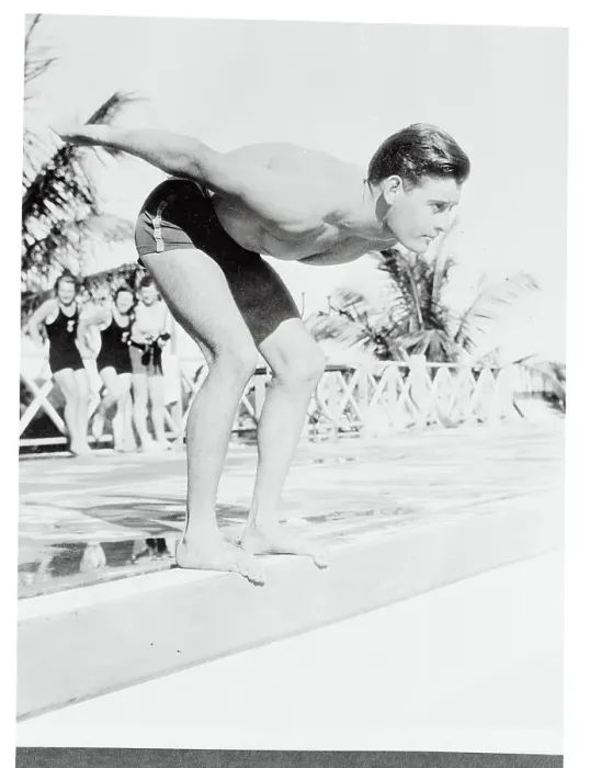 Framed Print : Swimmer Ralph Flanagan in Diving Position Framed Print : Swimmer Ralph Flanagan in Diving Position