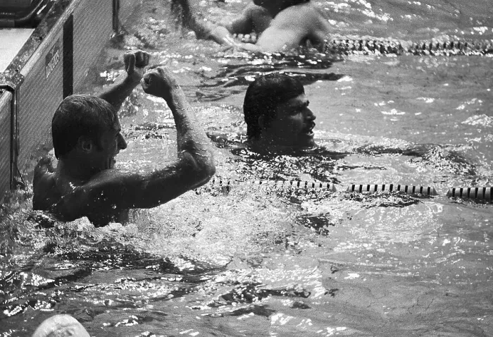 Framed Print : Swimmers at End of Olympic Swimming Race Framed Print : Swimmers at End of Olympic Swimming Race