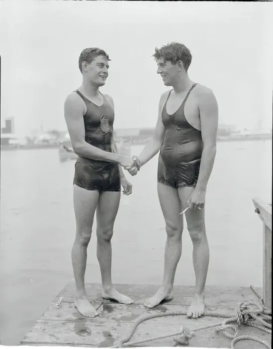 Framed Print : Swimmers Shaking Hands Framed Print : Swimmers Shaking Hands
