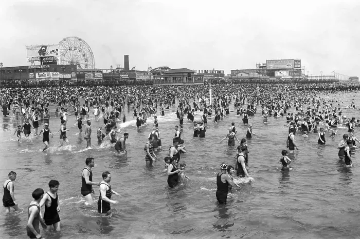 Framed Print : Swimmers Wading at Coney Island Framed Print : Swimmers Wading at Coney Island