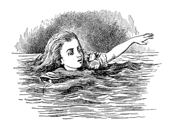 Framed Print : Swimming Alice, Alices Adventures in Wonderland Framed Print : Swimming Alice, Alices Adventures in Wonderland