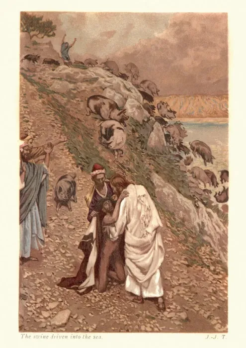 Framed Print : The Swine Driven into the Sea, Jesus Framed Print : The Swine Driven into the Sea, Jesus