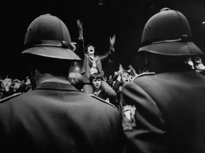 Framed Print : Swiss Rolling Stones Fans and Police Framed Print : Swiss Rolling Stones Fans and Police