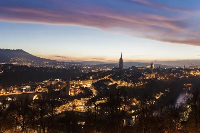 Framed Print : Switzerland, Bern-Mittelland, Bern, Old town at sunset Framed Print : Switzerland, Bern-Mittelland, Bern, Old town at sunset