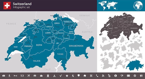 Switzerland - Infographic map - illustration