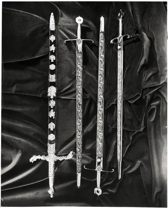 Framed Print : Four Swords Lying On Cloth Background Framed Print : Four Swords Lying On Cloth Background