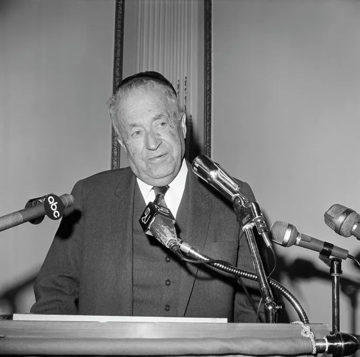 Framed Print : S.Y. Agnon In Front Of News Microphones