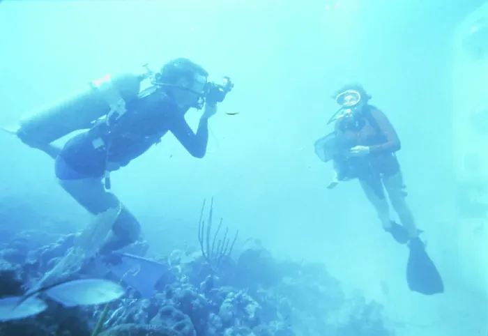 Framed Print : Sylvia Earle Conducting Underwater Test