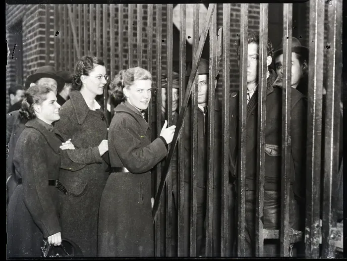 Framed Print : Sympathizers Talk with Strikers Through Gates Framed Print : Sympathizers Talk with Strikers Through Gates