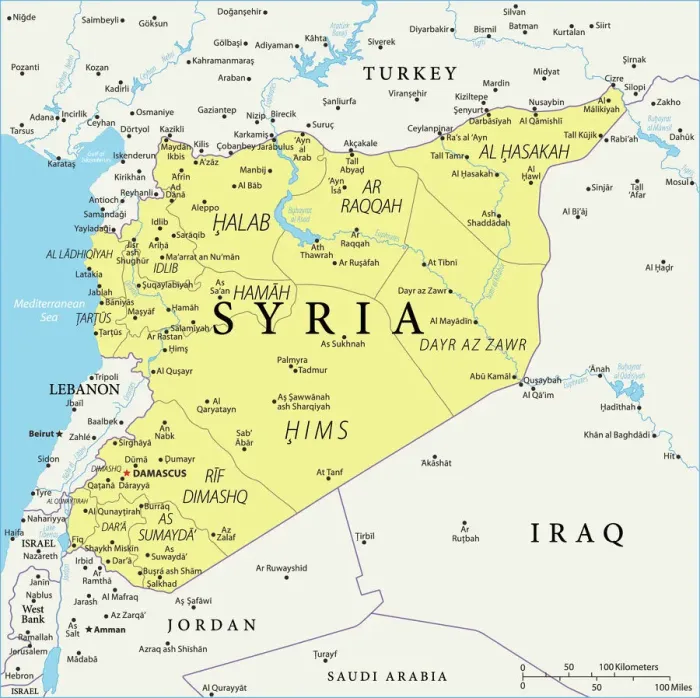 Framed Print : Syria Reference Map Framed Print : Syria Reference Map