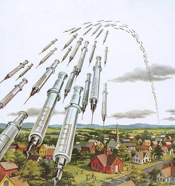 Syringes Flying Through the Air