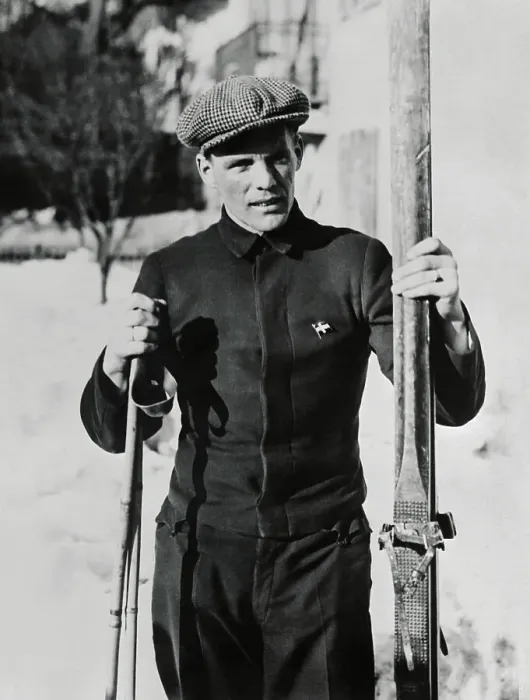 Framed Print : T. H. Haug Holding Skis Framed Print : T. H. Haug Holding Skis