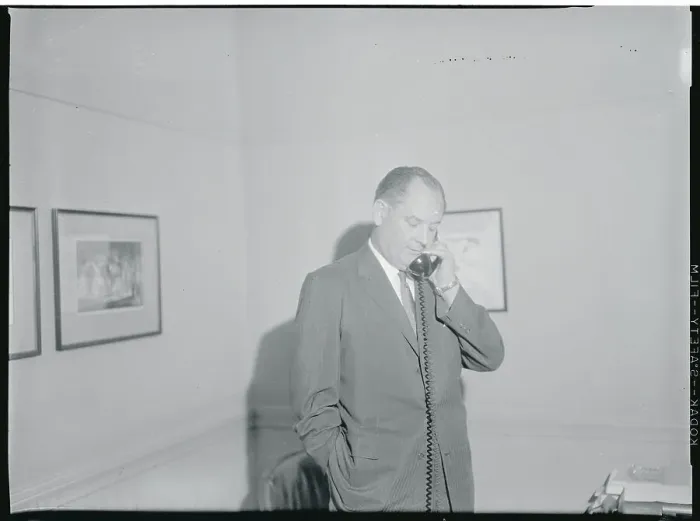 Framed Print : T. Keith Glennan Talking on the Telephone Framed Print : T. Keith Glennan Talking on the Telephone