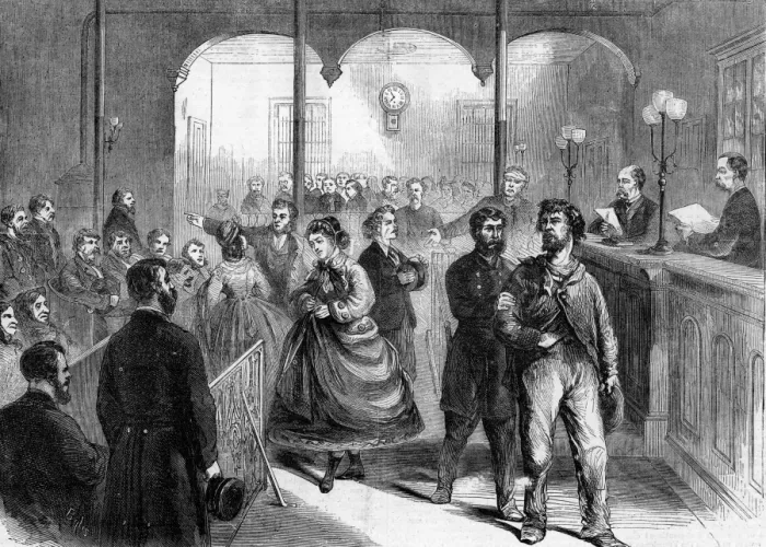 Framed Print : T270003 court room judge lawyer criminal Roles & Occupations male female crowd People Framed Print : T270003 court room judge lawyer criminal Roles & Occupations male female crowd People