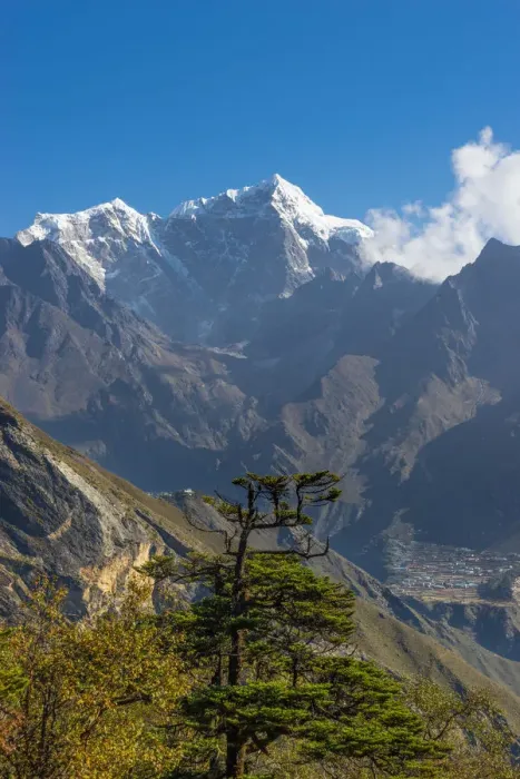 Framed Print : Taboche mountain peak from Namche Bazaar view point Framed Print : Taboche mountain peak from Namche Bazaar view point