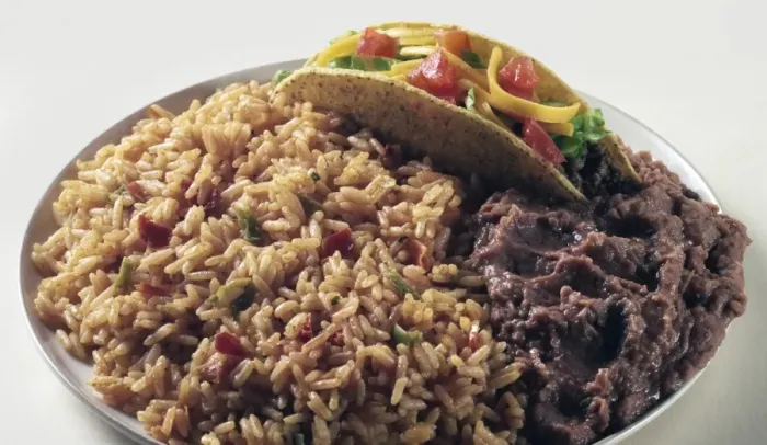 Framed Print : A Taco With Rice And Beans
