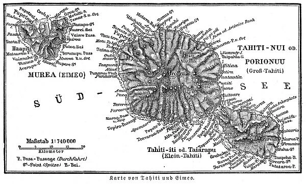 Tahiti island map 1895