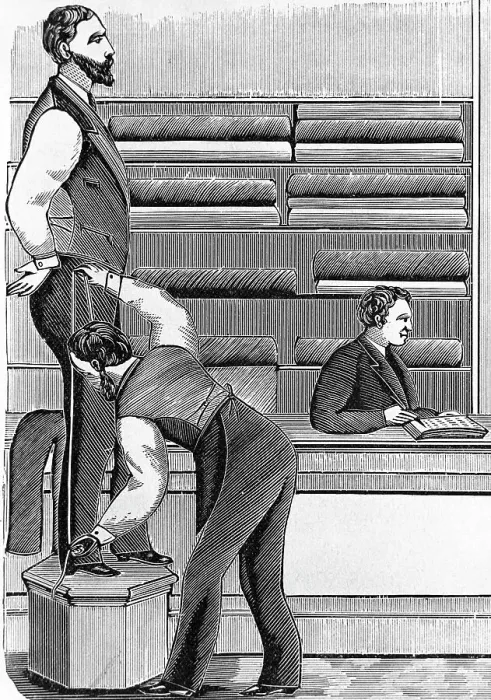Framed Print : Tailor Measuring Leg Of Customer Ca 1880