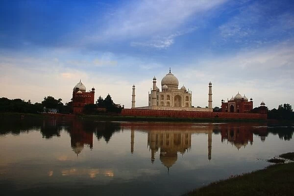 Taj Mahal. The Taj Mahal is a white marble mausoleum located in Agra, Uttar Pradesh, India