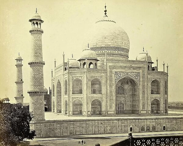 The Taj Mahal in Agra, seen from the side, 1865, India, Historic, digitally restored reproduction from an original of the time