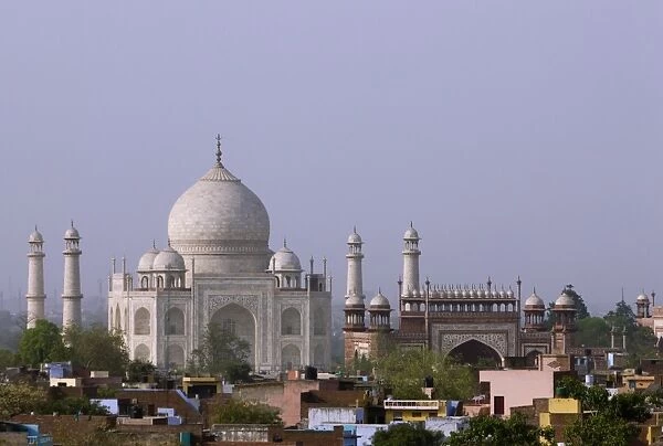 the Taj Mahal and Agra skyline