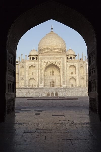 the Taj Mahal framed in a doorway