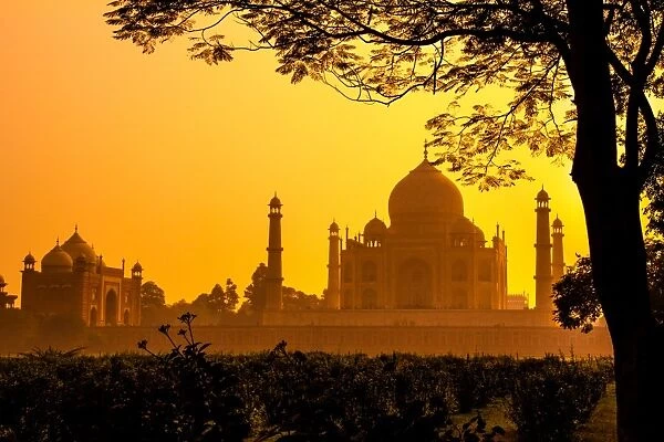 Taj Mahal seen from Yamuna River at sunset