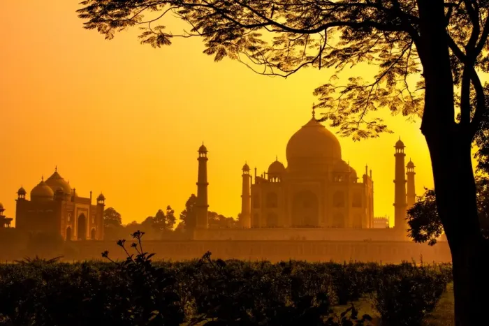 Framed Print : Taj Mahal seen from Yamuna River at sunset Framed Print : Taj Mahal seen from Yamuna River at sunset