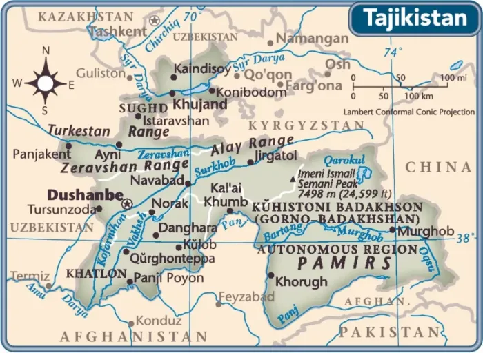 Framed Print : Tajikistan country map Framed Print : Tajikistan country map