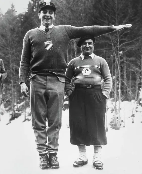Framed Print : Tallest And Shortest Bob Sledders - 1936 Olympic Games Framed Print : Tallest And Shortest Bob Sledders - 1936 Olympic Games