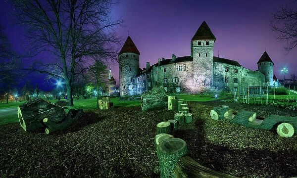 Tallinn city center and old wall and towers. Estonia