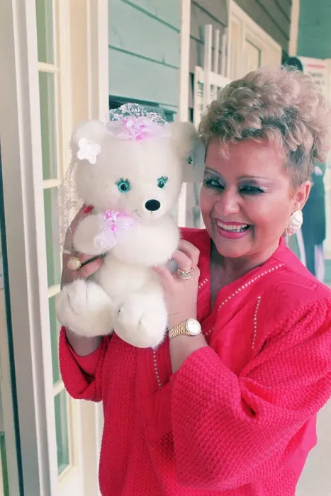 Framed Print : Tammy Bakker Holding Stuffed Bear