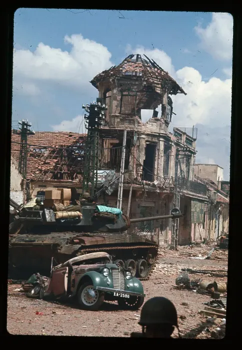 Framed Print : Tank Demolishing a Car Framed Print : Tank Demolishing a Car